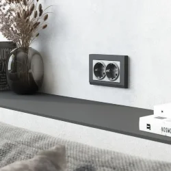 Рамка из поликарбоната для двойной розетки Stark графит матовый W0081864