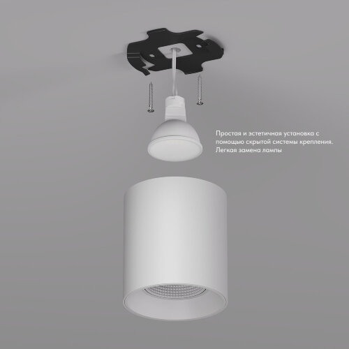 DK3090-WH Светильник накладной IP 20, 10 Вт, GU5.3, LED, белый/белый, пластик. Фото 4