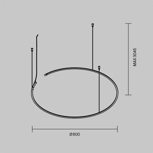 Шинопровод Arity подвесной круглый D800мм горизонтальный (Черный) TRX233-RH-D800-B - фото 7
