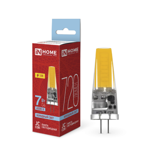 Лампа светодиодная LED-JC-COB 7Вт 12В G4 6500К 720Лм IN HOME - Фото