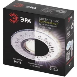 Светильник точечный DK LD9 SL/WH MR16 декор со светодиод. подсветкой прозр. ЭРА Б0028080