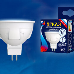 LED-JCDR 6W-NW-GU5.3-FR-DIM PLP01WH Лампа светодиодная, диммируемая, Форма JCDR, матовая, Серия ЯРКАЯ, Белый свет 4000K