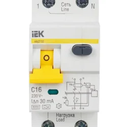 Выключатель автоматический дифференциального тока 2п (1P+N) C 16А 30мА тип A 6кА АВДТ-32 KARAT IEK MAD22-5-016-C-30