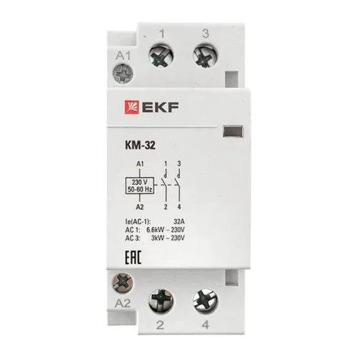 Контактор модульный КМ 32А 2NО (2 мод.) EKF km-2-32-20 - фото 5