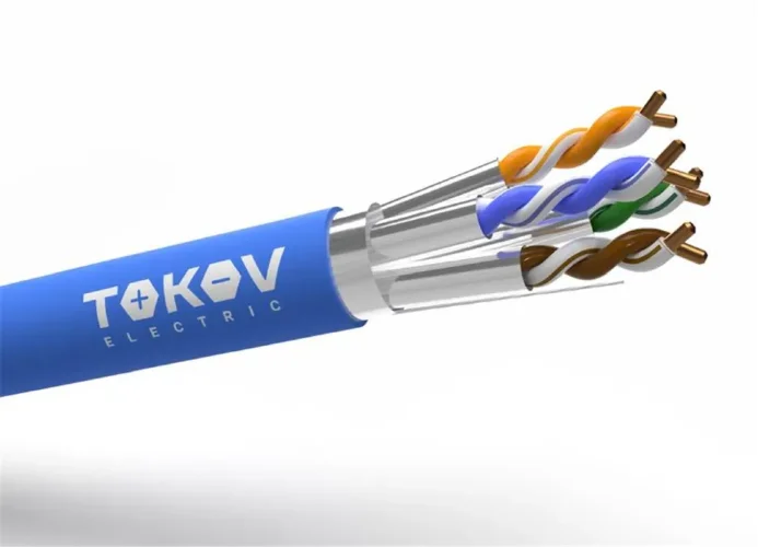 Кабель витая пара S/FTP 4х2х23AWG(0.57мм) кат.6A нг(А)-HF (LSZH) indoor Fluke Tested 305м (м) PRO TOKOV ELECTRIC TKP-C08-SF-42-6A-305-LSZH - фото