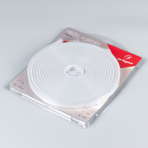 Светодиодная лента герметичная AURORA-PS-A120-12x6mm 24V White6000 (10 W/m, IP65, 2835, 5m) (Arlight, Силикон) - фото 2