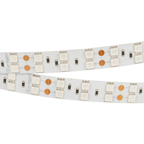 Светодиодная лента RT 2-5000 24V Yellow 2х2 (5060, 600 LED, LUX) (Arlight, 28.8 Вт/м, IP20) 011263 - фото 4