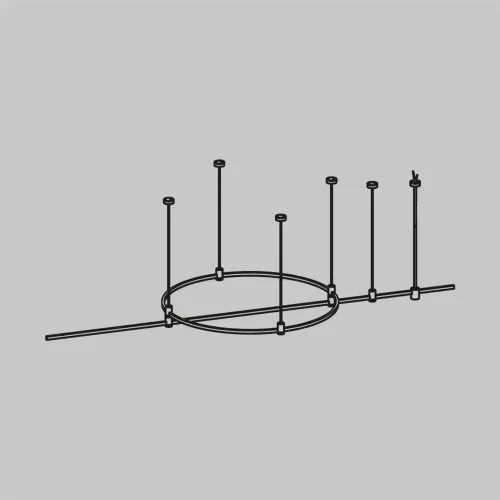 Готовая конструкция круглая + прямая двухуровневая на тросовых подвесах Hang без светильников и блока питания, черный (Черный) - фото 2