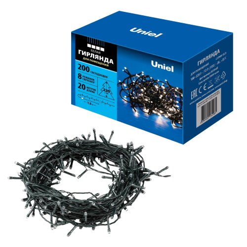 ULD-S2000-200-DGA WHITE IP20 Гирлянда светодиодная, 20м, 200 светодиодов, Белый свет, Провод зеленый - фото 10