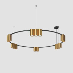 Подвесной светильник ORBIT, IP20, 15xGU10 LED, до 15 Вт, черный + сатинированное золото, алюминий, Denkirs DK4067-BK+SG