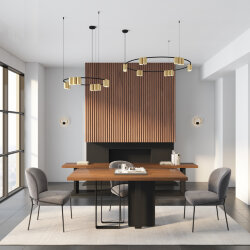 Подвесной светильник ORBIT, IP20, 15xGU10 LED, до 15 Вт, черный + сатинированное золото, алюминий, Denkirs DK4067-BK+SG