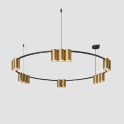 Подвесной светильник ORBIT, IP20, 15xGU10 LED, до 15 Вт, черный + сатинированное золото, алюминий, Denkirs DK4067-BK+SG