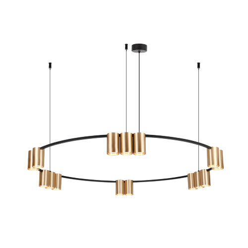 DK4067-BK+SG Подвесной светильник ORBIT, IP20, 15xGU10 LED, до 15 Вт, черный + сатинированное золото, алюминий. Фото 3