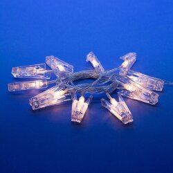 ULD-S0200-010-STB-2AA WARM WHITE IP20 CLIPS Гирлянда светодиодная на батарейках 2AA не в-к, Прищепки, 2м, 10 светодиодов, Теплый белый свет, Провод прозрачный.