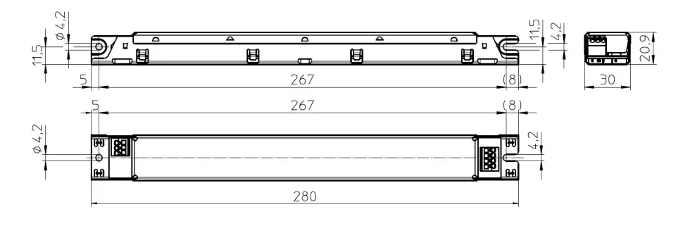 VS 125W/350-500мА 120-300V DIP-переключатель - Линейный драйвер для светодиодов Vossloh-Schwabe ECXe 500.484. Фото 3