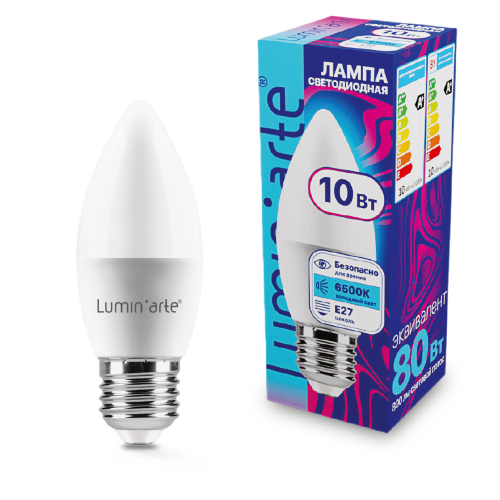 Светодиодная лампа Luminarte LSTD-C37-10W6KE27 10Вт 6500K E27 - фото.