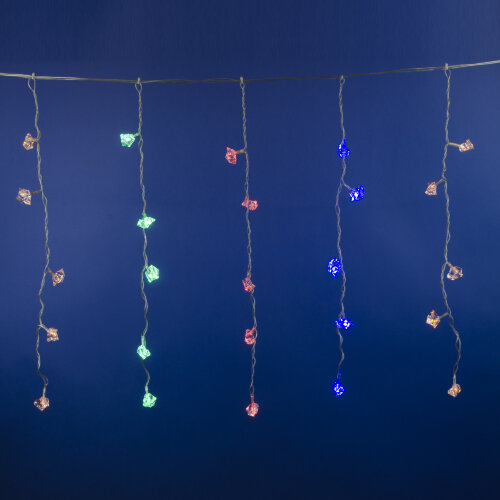 ULD-E2805-100-DTA MULTI IP20 DIAMOND Занавес светодиодный Бриллианты, 2.8х0.5м, 100 светодиодов, Разноцветный свет, Провод прозрачный. - фото 1