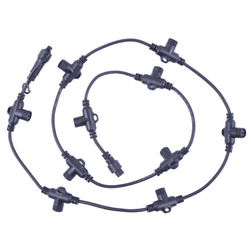 UCX-F90 T10-2M-BK Провод-шина для гирлянд серии F90PRO, 2м, 10 Т-коннекторов, шаг 20см, Статика-мерцание, IP67, Черный, TM Uniel - фото 2