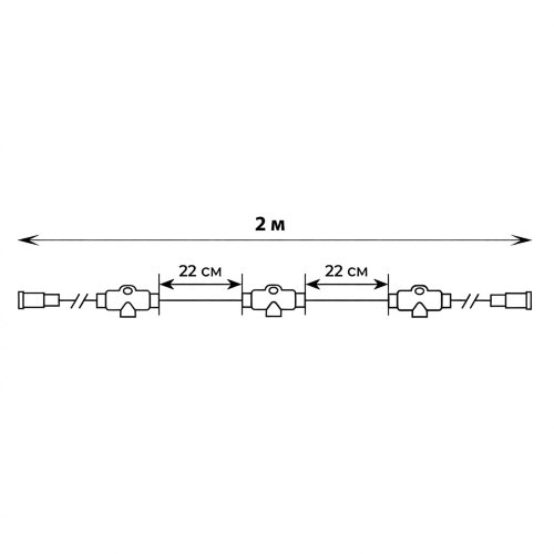 UCX-F90 T10-2M-BK Провод-шина для гирлянд серии F90PRO, 2м, 10 Т-коннекторов, шаг 20см, Статика-мерцание, IP67, Черный, TM Uniel - фото 11