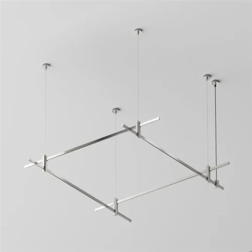 Готовая конструкция квадратная двухуровневая на тросовых подвесах Hang без светильников и блока питания, платина (Платина) TFC-Flar-H04-PT - фото