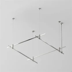 Готовая конструкция квадратная двухуровневая на тросовых подвесах Hang без светильников и блока питания, платина (Платина) TFC-Flar-H04-PT