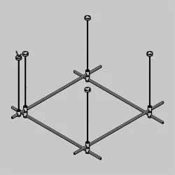 Готовая конструкция квадратная двухуровневая на тросовых подвесах Hang без светильников и блока питания, платина (Платина) TFC-Flar-H04-PT