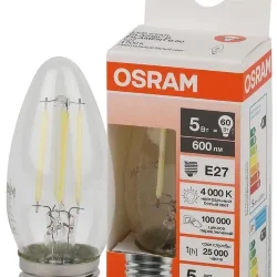 Лампа светодиодная филаментная 5W/4000K (=60W) E27 | Свеча | LED STAR 5Y FILAMENT | - OSRAM