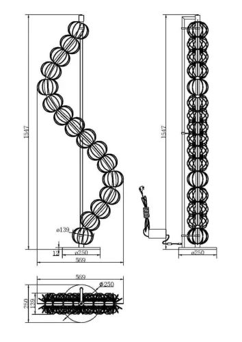 Напольный светильник (торшер) Golden Cage 3000К 48Вт (Золото) - фото 4