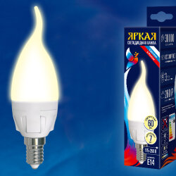 LED-CW37 7W-WW-E14-FR PLP01WH Лампа светодиодная, Форма свеча на ветру, матовая, Серия ЯРКАЯ, Теплый белый свет 3000K