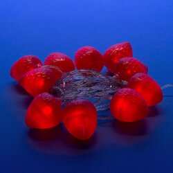 ULD-S0400-010-STB-2AA RED IP20 STRAWBERRY Гирлянда светодиодная на батарейках 2AA не в-к, Клубника, 4м, 10 светодиодов, Красный свет, Провод прозрачный.