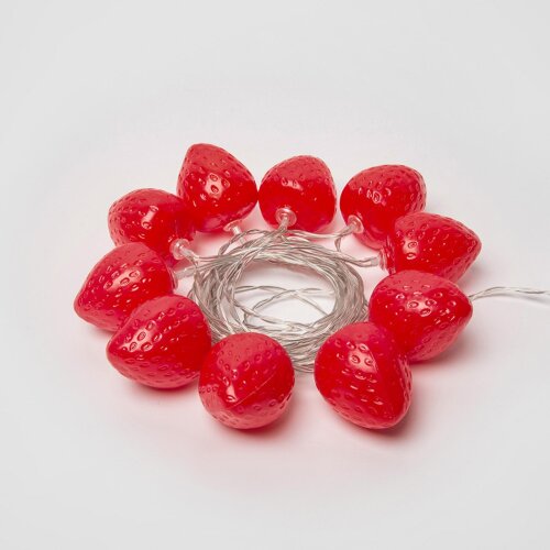 ULD-S0400-010-STB-2AA RED IP20 STRAWBERRY Гирлянда светодиодная на батарейках 2AA не в-к, Клубника, 4м, 10 светодиодов, Красный свет, Провод прозрачный. - фото 2