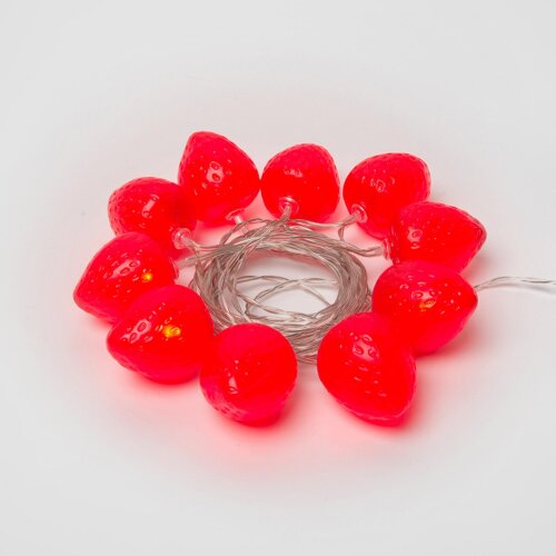 ULD-S0400-010-STB-2AA RED IP20 STRAWBERRY Гирлянда светодиодная на батарейках 2AA не в-к, Клубника, 4м, 10 светодиодов, Красный свет, Провод прозрачный. - фото 3