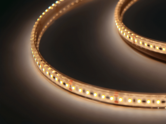 'Светодиодная лента 24 В, тёплый белый, IP68, 9,6 Вт/м, SMD2835, TPU, для бассейнов (стойкая к хлору), SWG-2P120TPU-24-9.6-WW-68. Фото 2