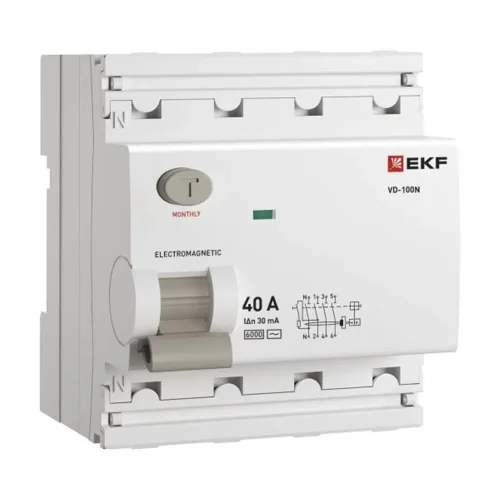 Выключатель дифференциального тока 4п 40А 30мА тип AC 6кА ВД-100N электромех. PROxima EKF E1046M4030 - фото