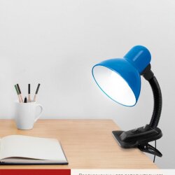 Светильник настольный под лампу на прищепке СНП 11С-E27 СИНИЙ (коробка) IN HOME