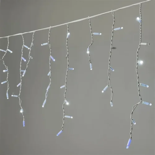 Гирлянда Бахрома 3,1 x 0,5 м Белая с Мерцанием Белого Диода 220В, 120 LED, Провод Белый Каучук 2,3мм, IP65. Фото 2.