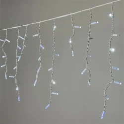 Гирлянда Бахрома 3,1 x 0,5 м Белая с Мерцанием Белого Диода 220В, 120 LED, Провод Белый Каучук 2,3мм, IP65