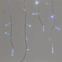 Гирлянда Бахрома 3,1 x 0,5 м Белая с Мерцанием Белого Диода 220В, 120 LED, Провод Белый Каучук 2,3мм, IP65