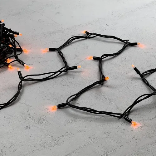 Гирлянда Нить 10м Желтая 24В, 75 LED, Провод Черный Каучук, IP65. Фото 2.