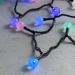 Гирлянда «Шарики» 10м Разноцветная 220В, Диаметр Шарика 23мм, 100 LED, Провод Черный Каучук 2,3мм, IP54