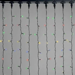 Гирлянда Занавес 2 x 2 м Разноцветный 220В, 400 LED, Провод Черный ПВХ, IP54