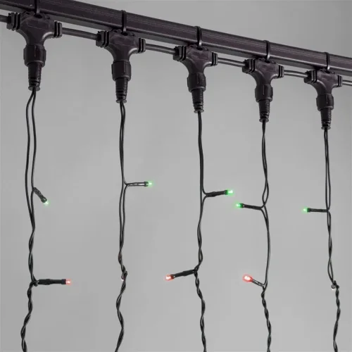 Гирлянда Занавес 2 x 2 м Разноцветный 220В, 400 LED, Провод Черный ПВХ, IP54. Фото 2.