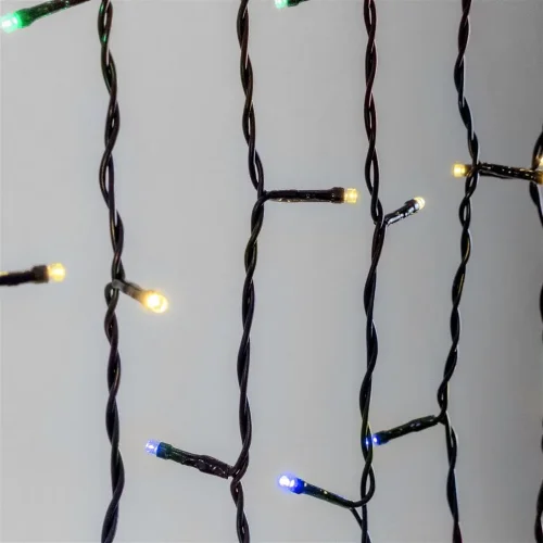 Гирлянда Занавес 2 x 2 м Разноцветный 220В, 400 LED, Провод Черный ПВХ, IP54. Фото 4.