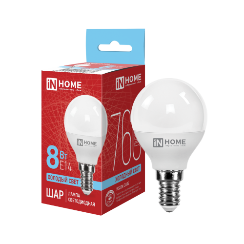 Лампа светодиодная LED-ШАР-VC 8Вт 230В Е14 6500К 760Лм IN HOME - Фото 2