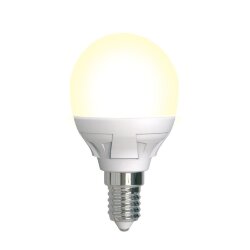 LED-G45 7W-3000K-E14-FR-DIM PLP01WH Лампа светодиодная, диммируемая, Форма шар, матовая, Серия Яркая, Теплый белый свет 3000K.