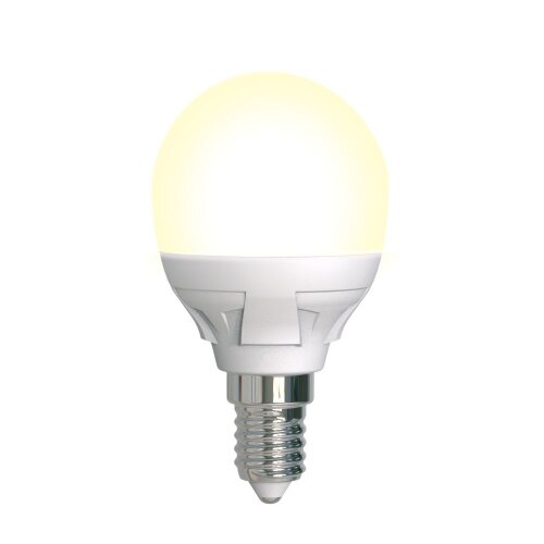 LED-G45 7W/3000K/E14/FR/DIM PLP01WH Лампа светодиодная, диммируемая. Форма «шар», матовая. Серия Яркая. Теплый белый свет (3000K) - фото