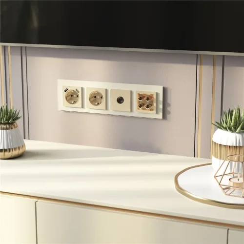 Розетка с заземлением и шторками (шампань рифленый) W1171110 - фото 8