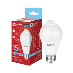 Лампа светодиодная LED-A60 ИД-PRO 15Вт 230В Е27 6500К 1400Лм 5м 35сек с инфракрасным датчиком и датчиком освещенности IN HOME