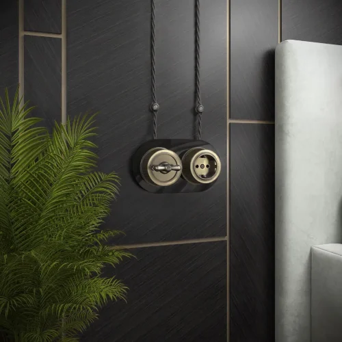 Розетка с заземлением бронзовый ретро W5771012 - фото 3