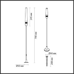 Ландшафтный светильник «ODEON LIGHT» 7020/4GL, серия: CANNA (крепление на основание; колышек)